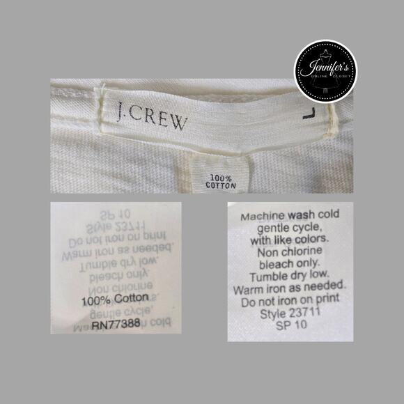 3/$30 J. Crew Women's White Raw Edge Scoop Neck Abstract Print T-shirt Large - Picture 8 of 10